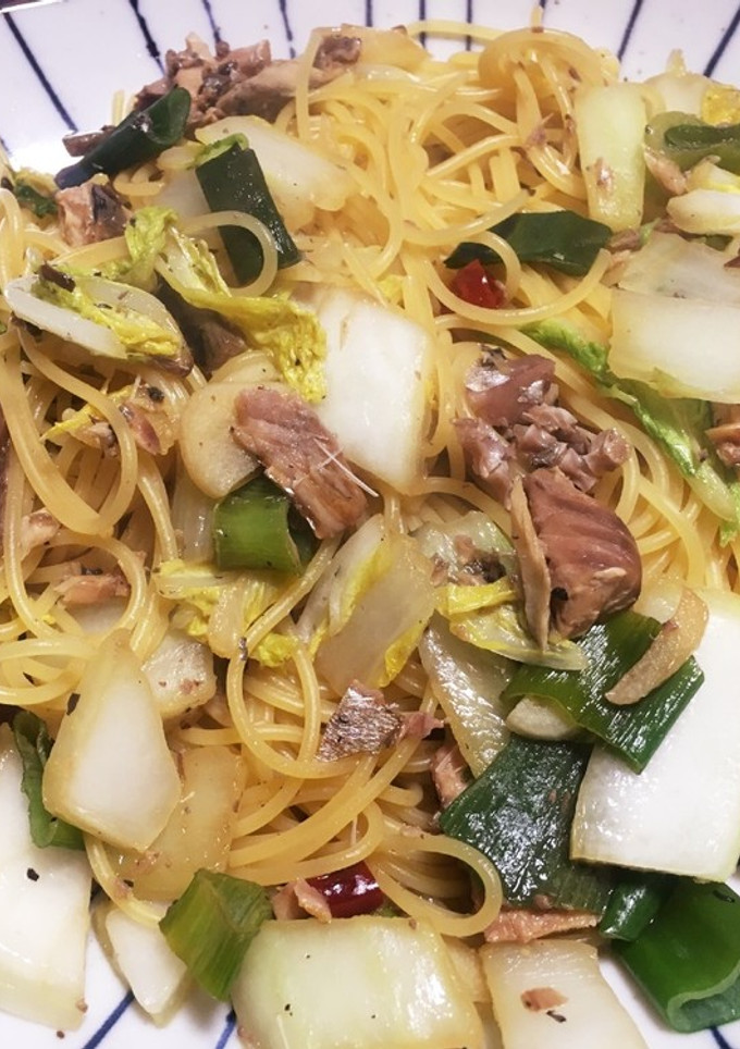 白菜とサバ缶の和風パスタ-レシピのメイン写真