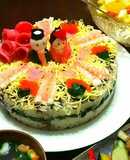 とっておき、ひな祭りのちらし寿司ケーキ。