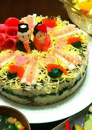 とっておき、ひな祭りのちらし寿司ケーキ。-レシピのメイン写真