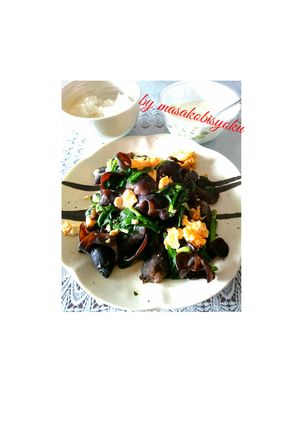 木耳ニラと玉子の炒め物・一人昼ご飯⑧-レシピのメイン写真