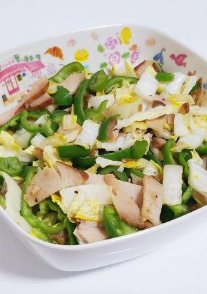 ピーマン白菜鶏ハムの簡単炒め-レシピのメイン写真