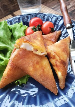 10分完成！ハムチーズエッグの三角春巻き-レシピのメイン写真