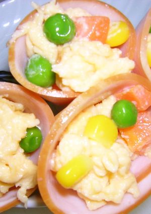 お弁当・フワフワ玉子のハムカップ♪-レシピのメイン写真