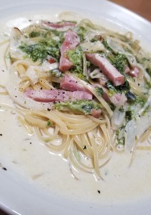 あおさとベーコンの和風クリームパスタ-レシピのメイン写真