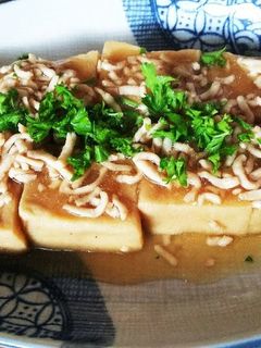 ヘルシー揚げ高野豆腐の鶏挽肉あんかけ煮-レシピのメイン写真