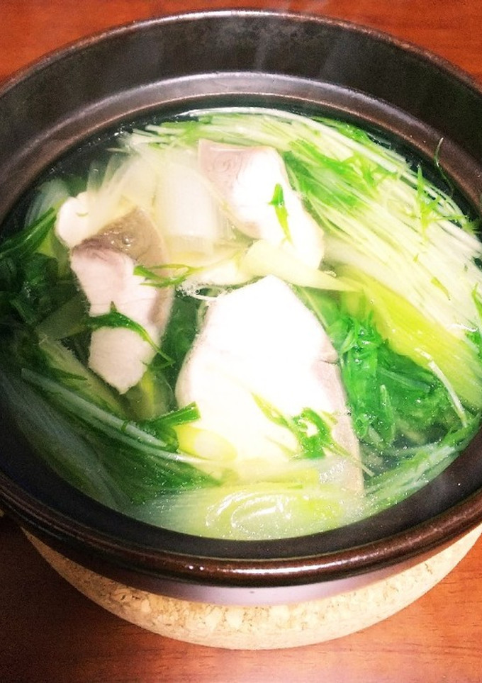 ぶりの刺身と水菜の簡単なべ-レシピのメイン写真