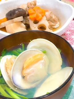 ひな祭り!せりとハマグリのお吸い物-レシピのメイン写真