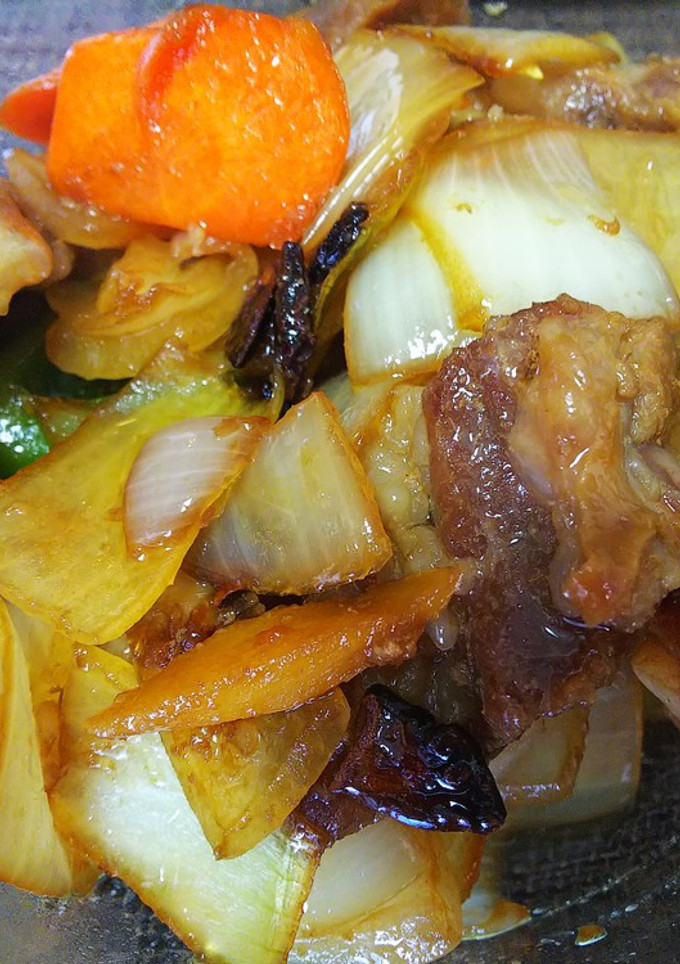 本格中華・骨付き豚肉と野菜の蜂蜜炒め-レシピのメイン写真