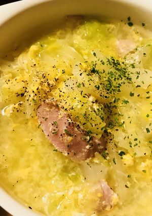 キャベツ＆ベーコンのやさしい玉子スープ-レシピのメイン写真