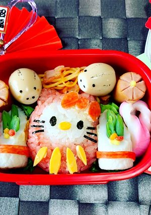 正月弁当キティちゃん弁当 キャラ弁-レシピのメイン写真