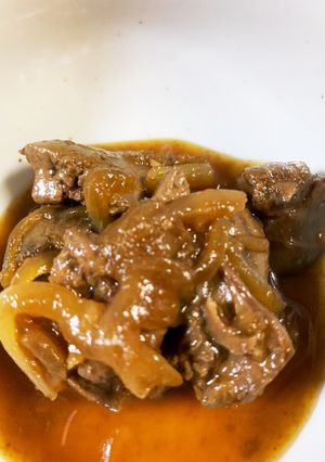 とり肝と玉ねぎの甘煮　話題入り感謝^_^-レシピのメイン写真