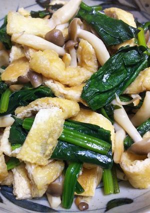 ほうれん草としめじと油揚げのポン酢炒め-レシピのメイン写真