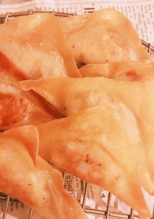 簡単！レンコンとはんぺんの三角春巻き-レシピのメイン写真