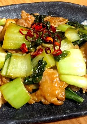 豚肉とチンゲン菜の黒酢炒め-レシピのメイン写真
