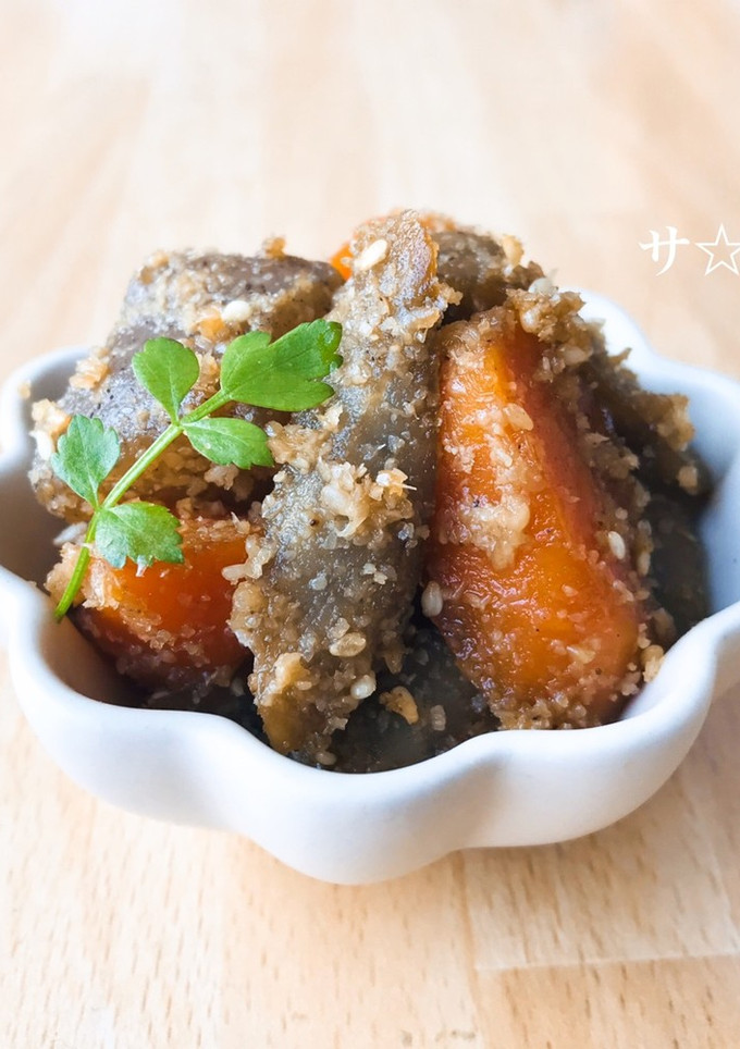 常備菜 お弁当に！根菜と蒟蒻のゴマ煮-レシピのメイン写真