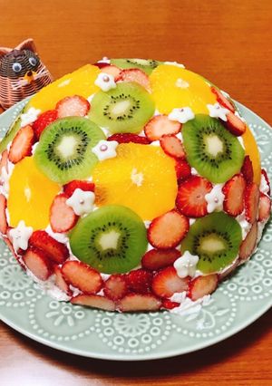 フルーツドームレアチーズのズコットケーキ-レシピのメイン写真