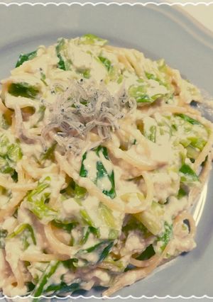 春キャベツとじゃこの豆腐クリームパスタ-レシピのメイン写真