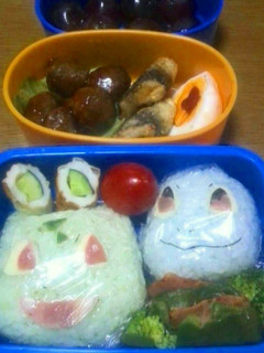 ゼニガメ フシギダネ弁当-レシピのメイン写真