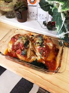 鶏むね肉チーズサンドdeトマトバジル焼き-レシピのメイン写真