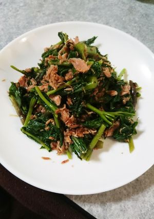 明日葉とツナの胡麻油炒め-レシピのメイン写真