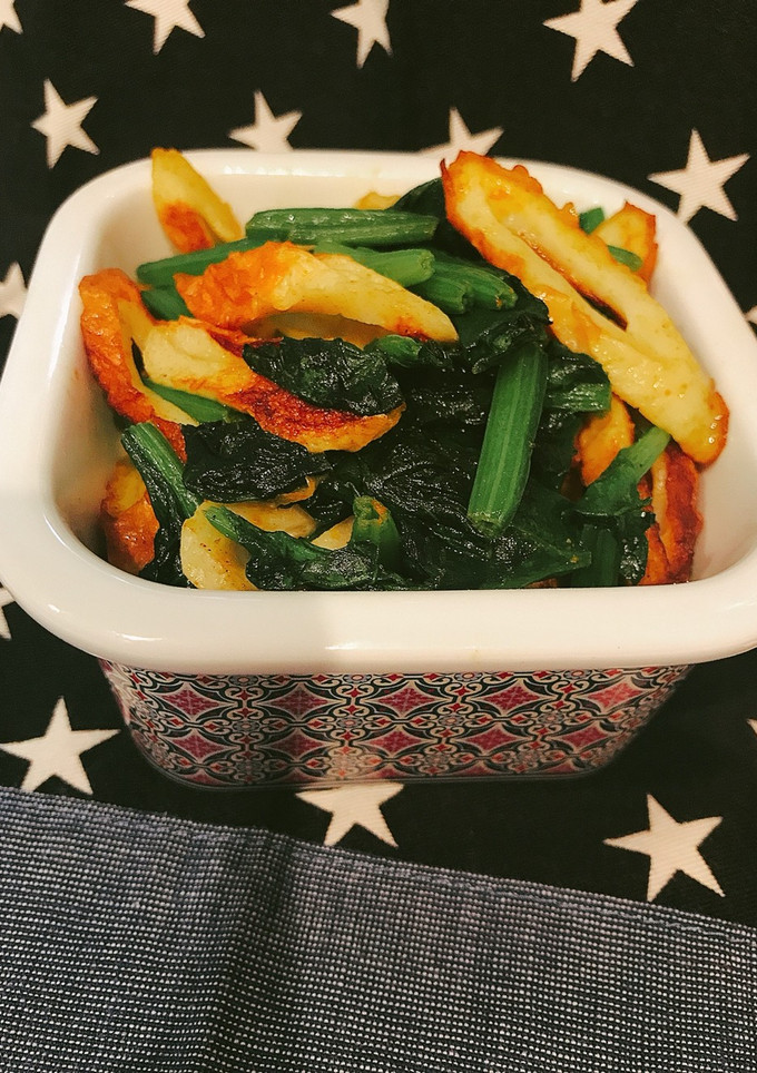 簡単!ちくわとほうれん草のカレー粉炒め-レシピのメイン写真