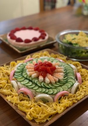 ひな祭り、お誕生日に、お寿司ケーキ-レシピのメイン写真