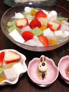 お雛様デザートに三色の杏仁豆腐はいかが?-レシピのメイン写真