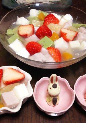 お雛様デザートに三色の杏仁豆腐はいかが?-レシピのメイン写真