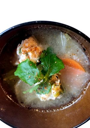 365スープ⑨むちむち鶏団子のお味噌汁-レシピのメイン写真