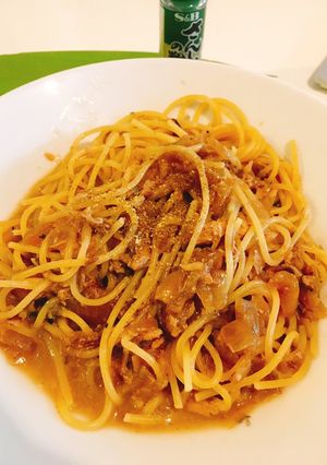 サバ缶玉ねぎパスタ★健康効果-1.5kg-レシピのメイン写真
