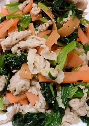 ほうれん草､人参､豚肉の炒め物-レシピのメイン写真