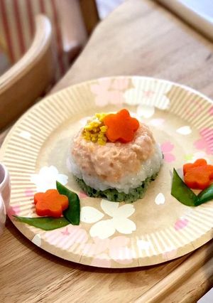 卵なし離乳食後期 雛祭り洋風3色ごはん-レシピのメイン写真