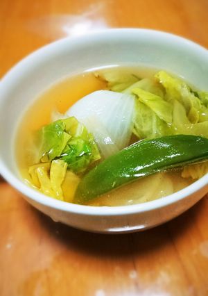 ざく切り春野菜のコンソメスープ-レシピのメイン写真