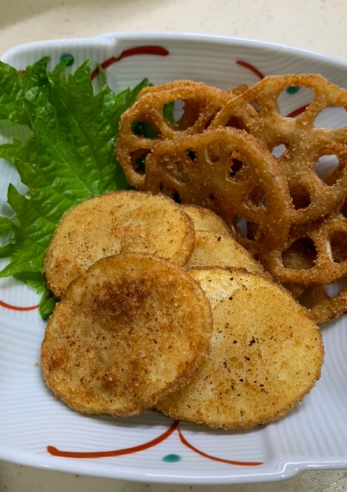 日清の唐揚げ粉で蓮根と新じゃがの唐揚げ-レシピのメイン写真