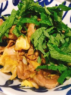 焼肉のたれで簡単肉野菜炒め(大葉のせ)-レシピのメイン写真