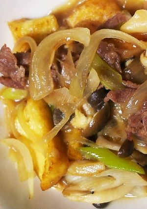 厚揚げと肉のすき煮(豚バラ、牛肉など)-レシピのメイン写真