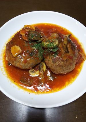 シンプルで簡単!トマト煮込みハンバーグ♪-レシピのメイン写真