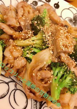 豚こま肉とブロッコリーと蓮根の甘酢炒め☻-レシピのメイン写真