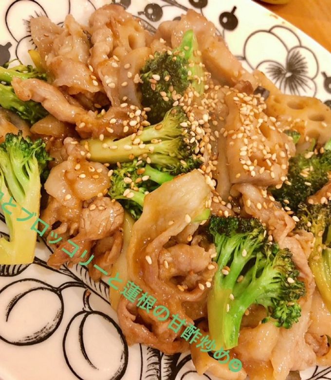 豚こま肉とブロッコリーと蓮根の甘酢炒め☻-レシピのメイン写真