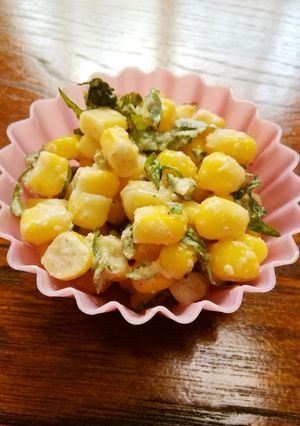 お弁当に！　余った大葉で簡単コーンマヨ-レシピのメイン写真