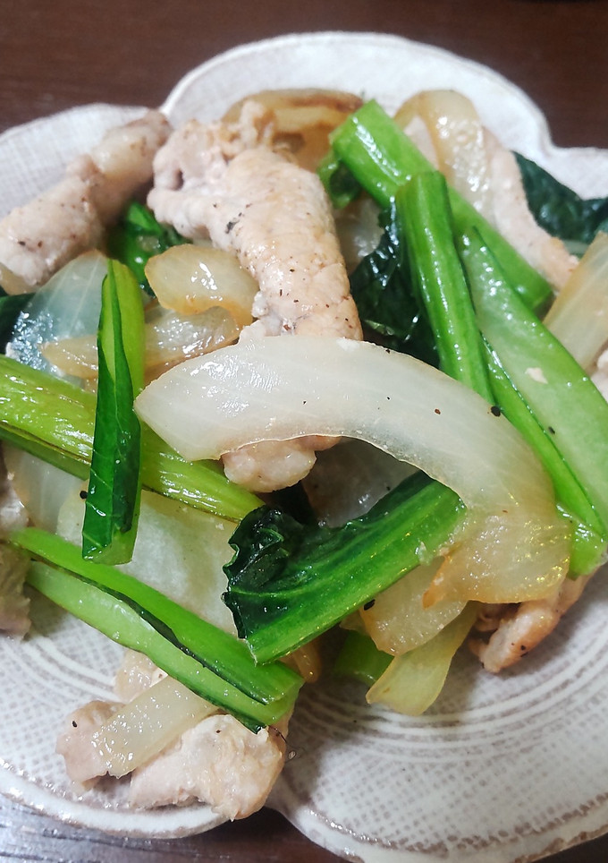 豚肉ロースと小松菜の塩炒め-レシピのメイン写真