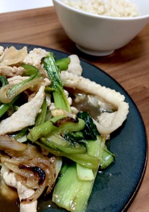 豚バラと小松菜 焼肉風炒め (糖質オフ)-レシピのメイン写真
