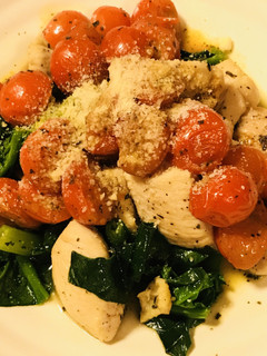 鶏肉&ほうれん草炒め☆プチトマトのソース-レシピのメイン写真