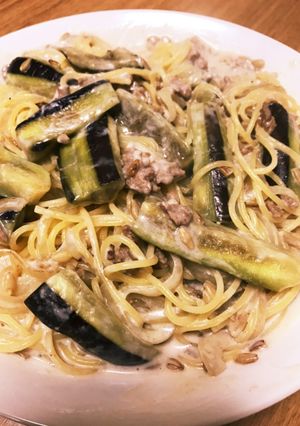 腸まで届くナスひき肉のクリームパスタ-レシピのメイン写真