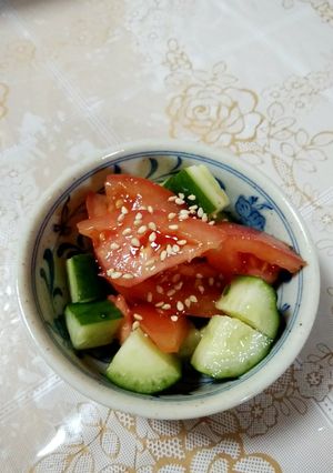 2分で完成！トマトとキュウリのポン酢あえ-レシピのメイン写真