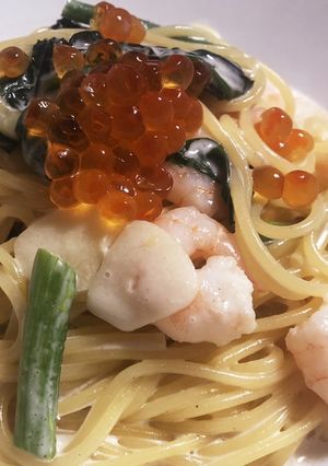 簡単！イクラとエビのクリームパスタ-レシピのメイン写真