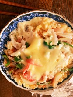 1人ランチライスピザレンジでお好み焼き風-レシピのメイン写真