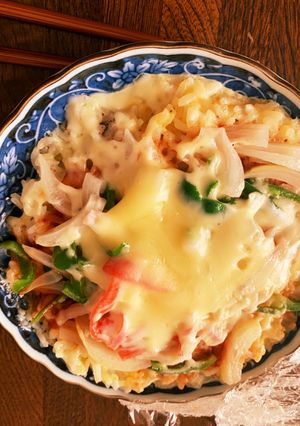 1人ランチライスピザレンジでお好み焼き風-レシピのメイン写真