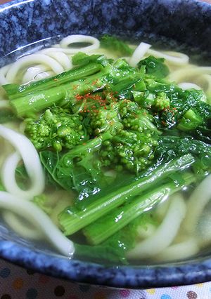 緑鮮やか♪春の葉の花うどん-レシピのメイン写真