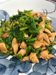 菜の花と鶏胸肉のバター炒め【JA福岡市】-レシピのメイン写真